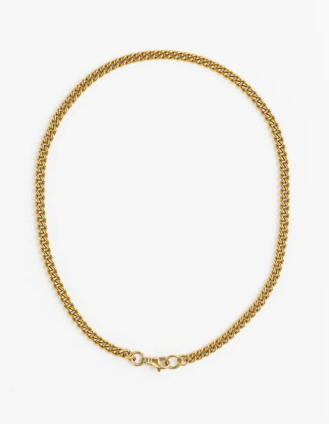 Slim Curb Gold Chain Long w. Clasp