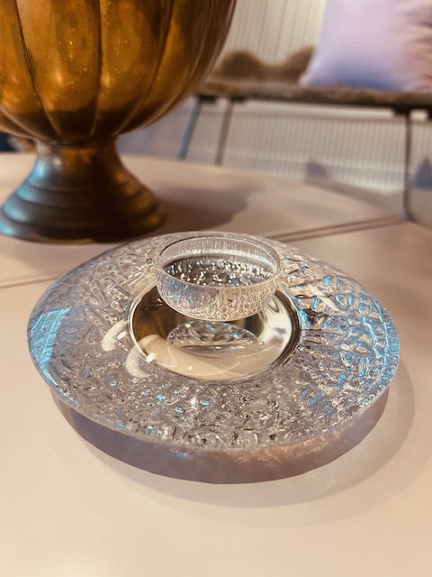 Orrefors Crystal Discus Tealight Holder