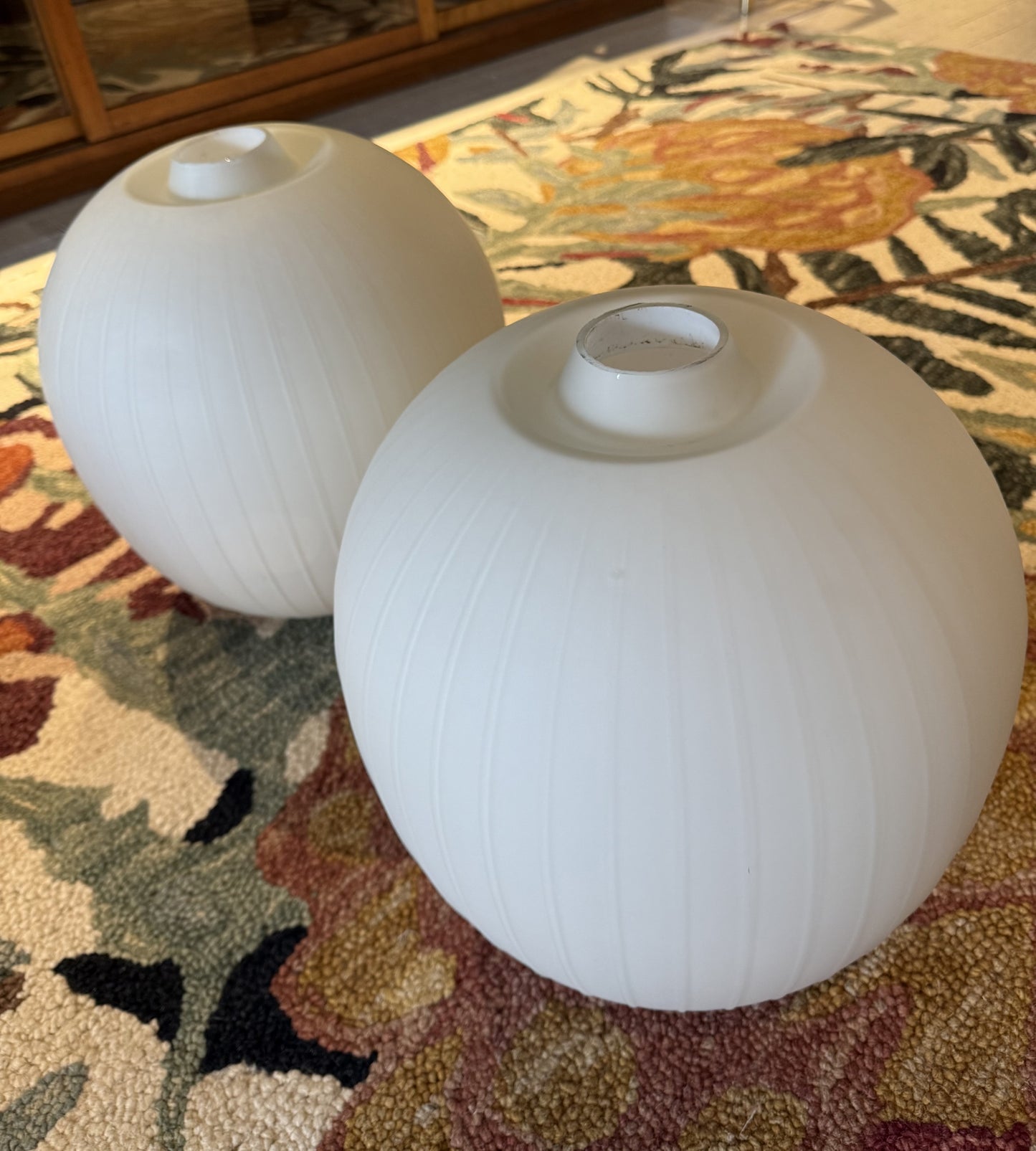 Mid Century Opaline Glass Shades - Pair