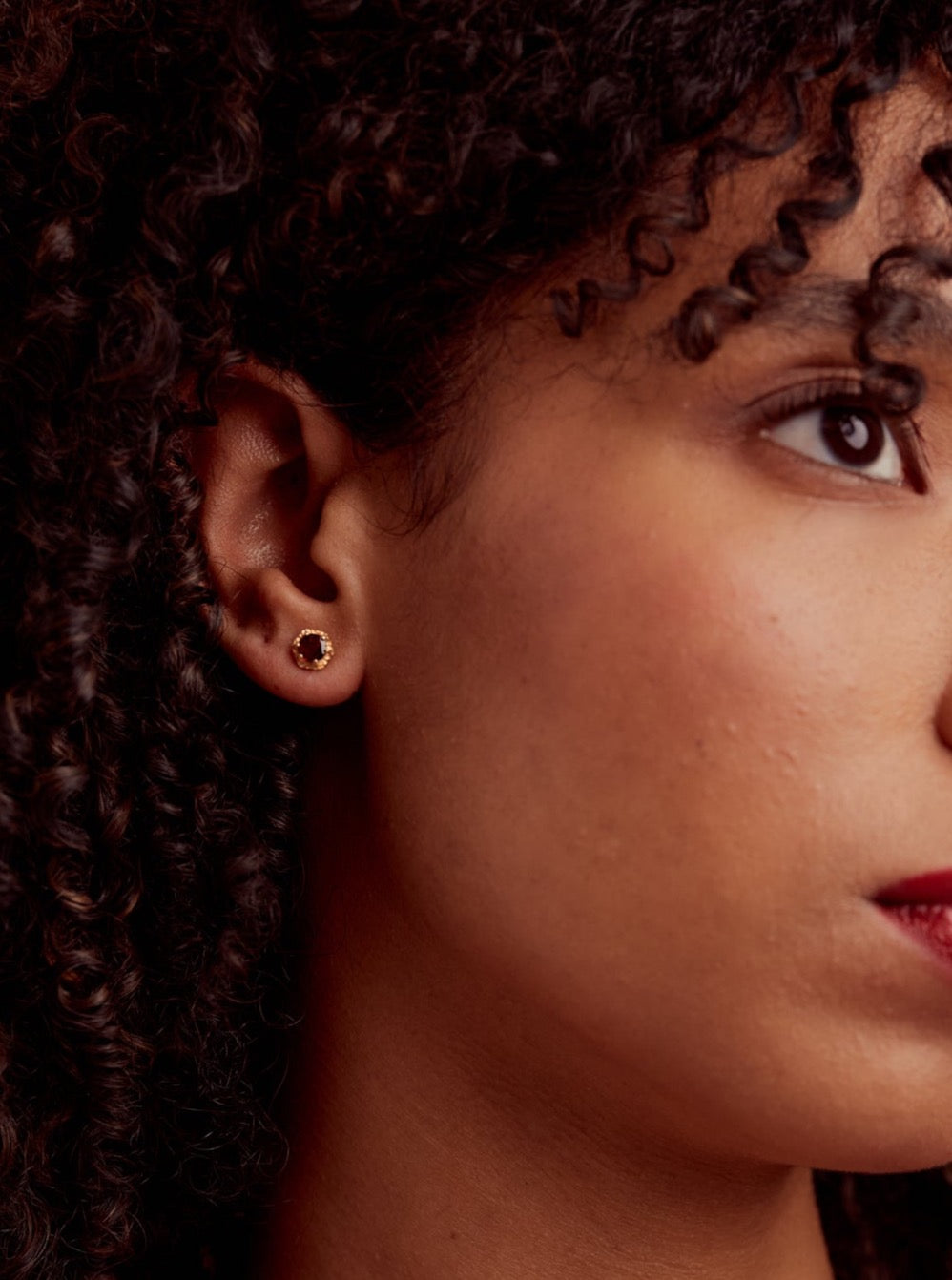 Garnet Glimmer Gold Studs