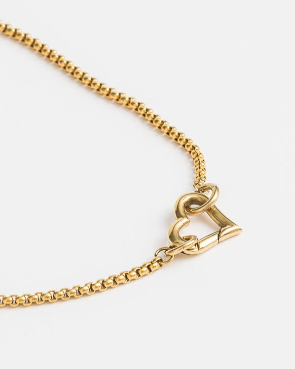 Skinny Gold Snake w. Gold Heart
