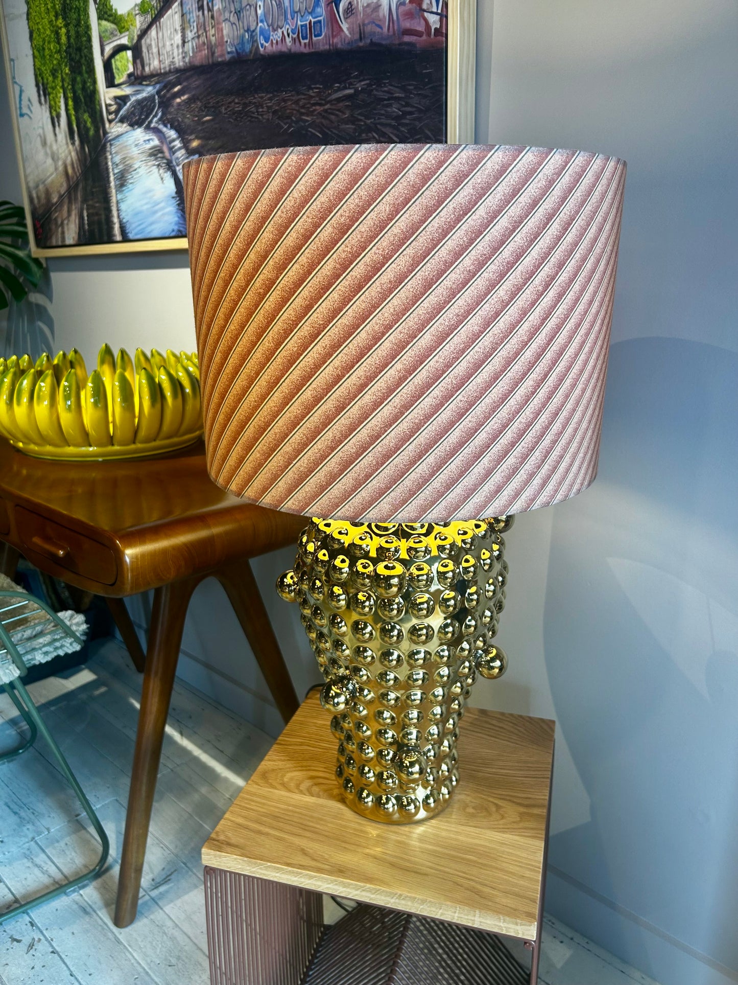 Klein & Blue Drum Lightshade - Pink Stripe
