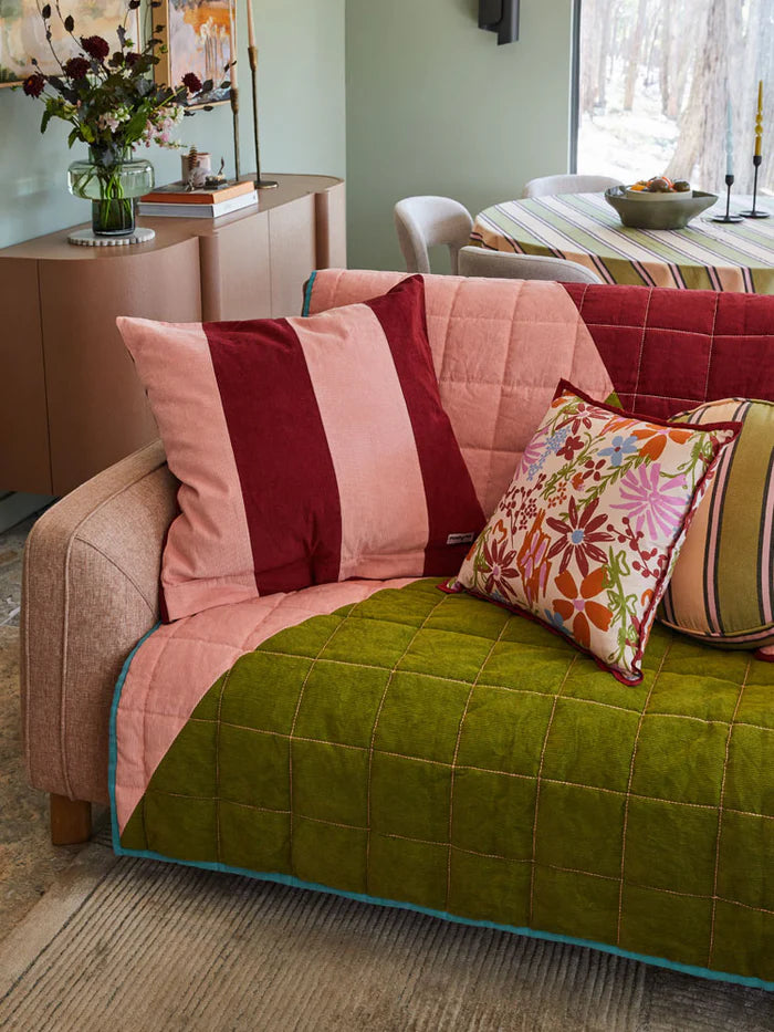 Corduroy Euro Pillowcase - Peach/Ruby