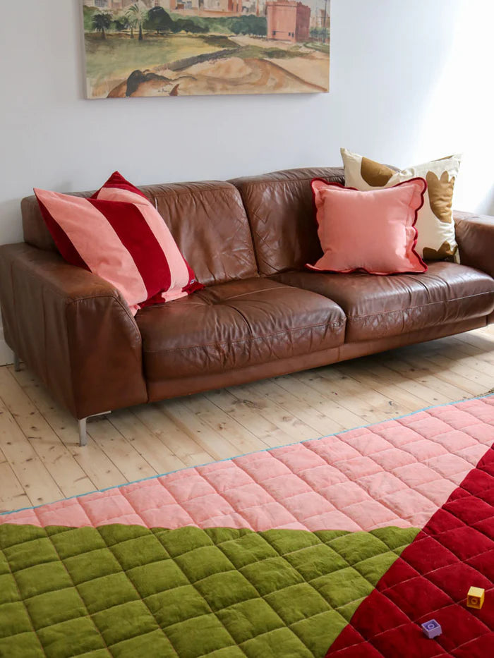 Corduroy Euro Pillowcase - Peach/Ruby
