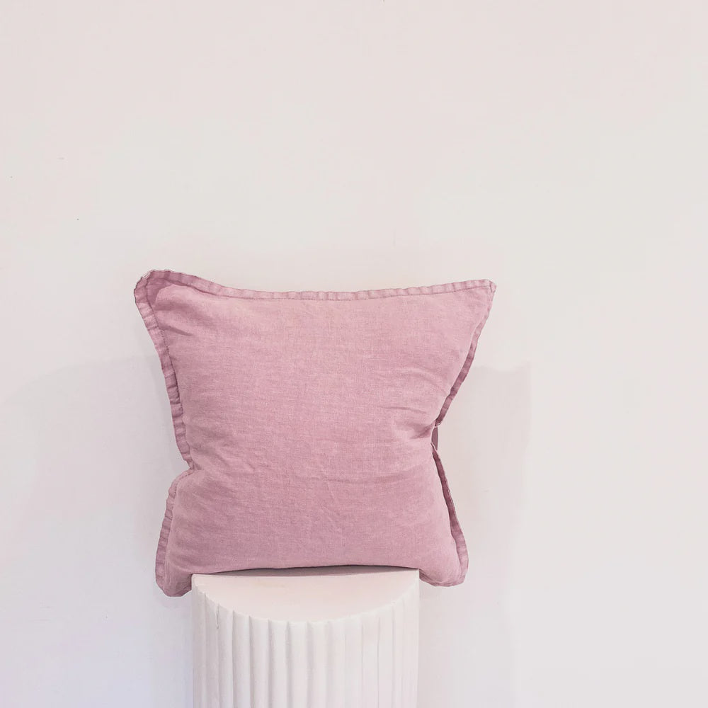 100% Belgium Linen Vintage Washed Cushion - Feather Filled - Lilac
