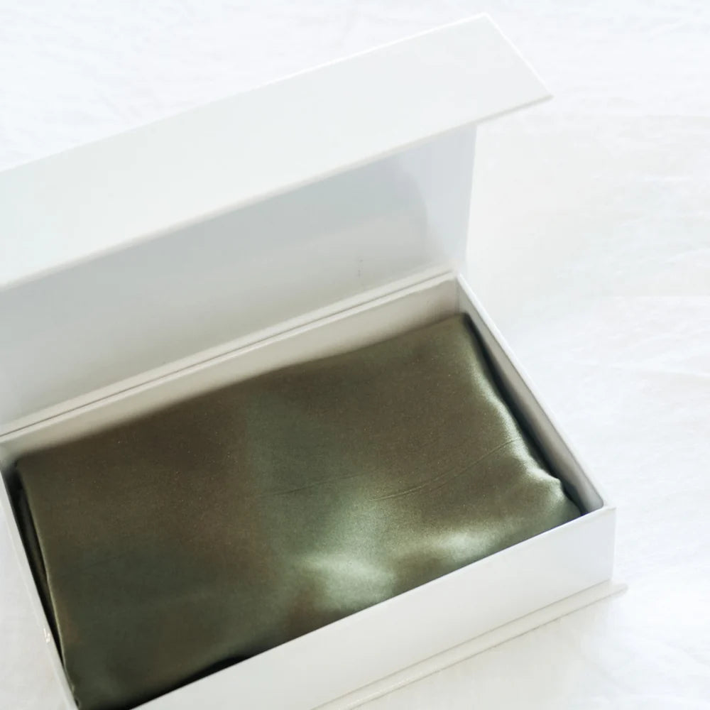 100% Pure Silk Pillowcase Set - Olive