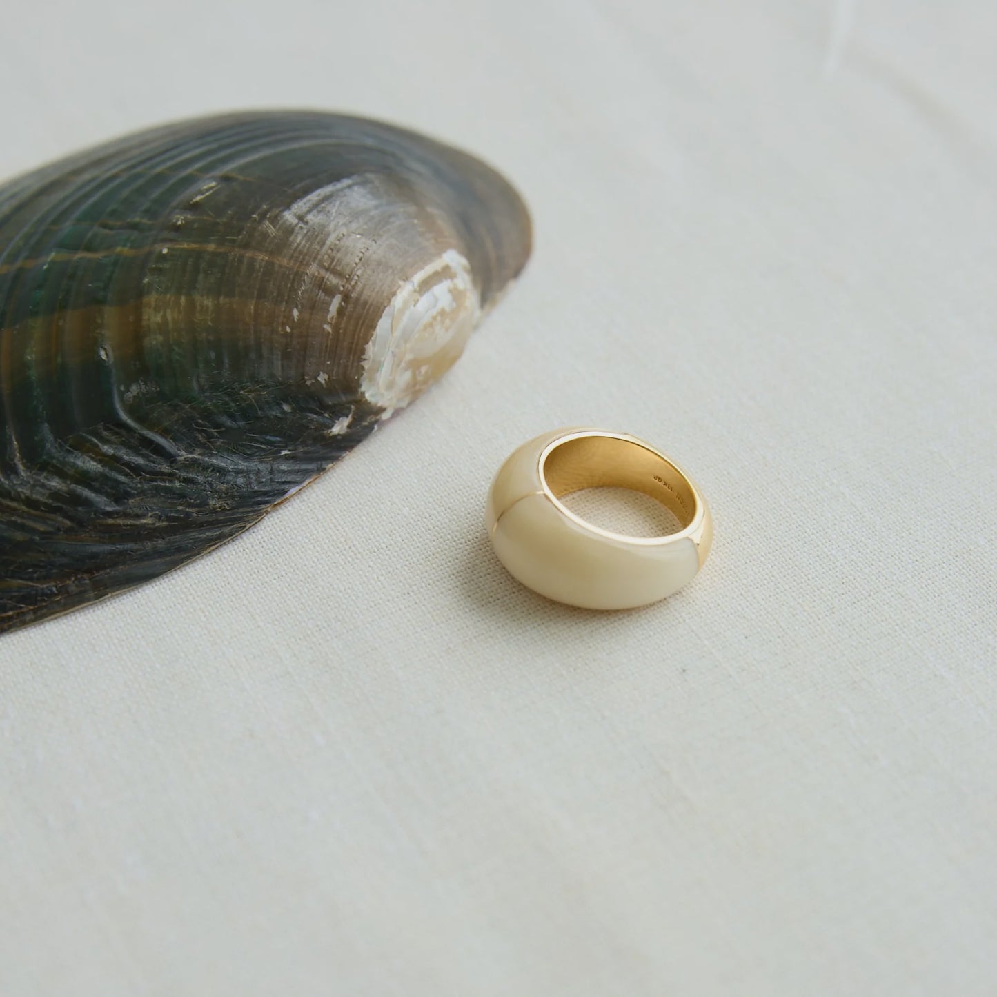Gold-Vermeil White Natural Ring - MOON