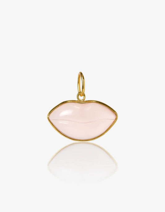 Rose Quartz Gold Lips Amulet