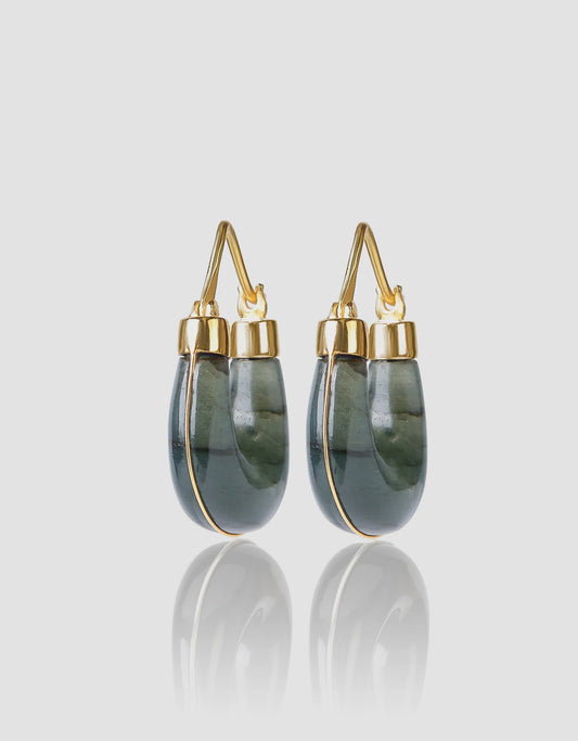 Labradorite Gold Hoops