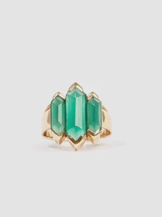 Green Onyx Knuckle Duster Gold Ring