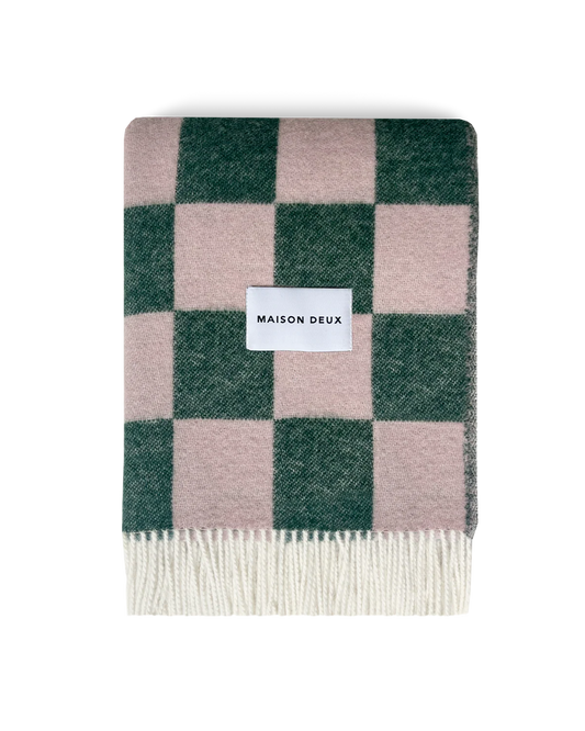 Checkerboard Blanket - Green Pink