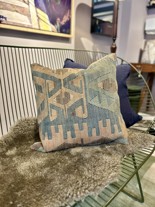 Vintage Kilim Wool Cushions - Pastel Blue