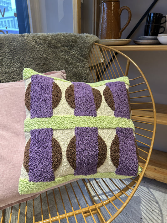 Handmade Geometric Cushions - Purple/Green