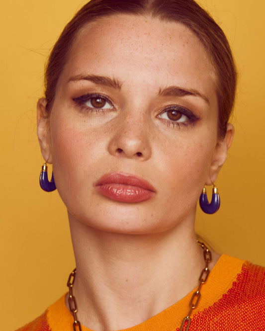 Lapis Gold Hoops