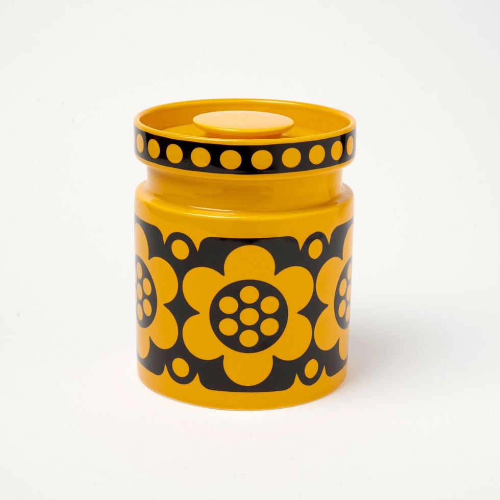 Magpie X Hornsea Jumbo Lidded Jar - Yellow Geo Flower