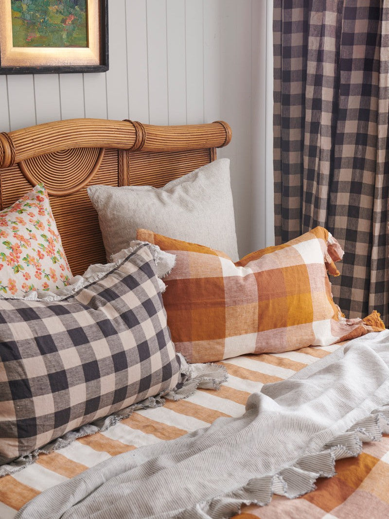 Licorice Gingham Full Ruffle Pillowcase