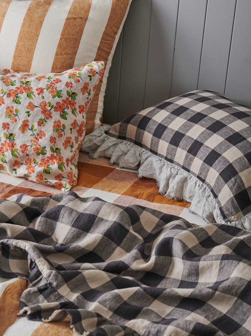 Licorice Gingham Full Ruffle Pillowcase