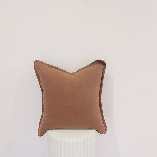 100% Belgium Linen Vintage Washed Cushion - Feather Filled - Cocoa