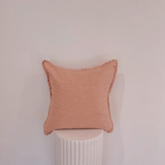 100% Belgium Linen Vintage Washed Cushion - Feather Filled - Dusty Rose