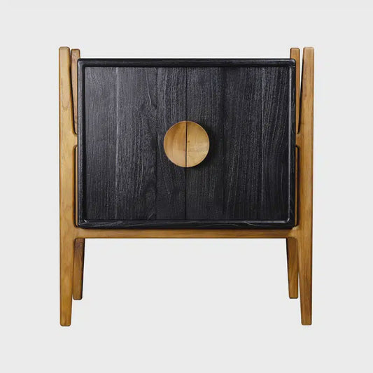 Exotic 2 Door Side Table - Black/Natural