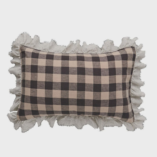 Licorice Gingham Full Ruffle Pillowcase