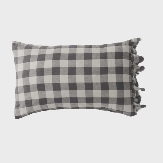 Licorice Gingham Standard Ruffle Pillowcase
