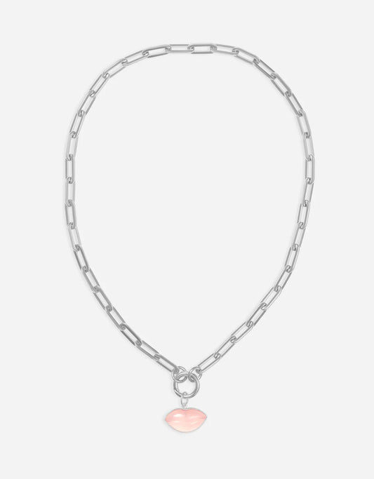 Rose Quartz Gold Lips Amulet