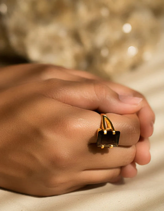 Smokey Quartz Amalfi Gold Ring