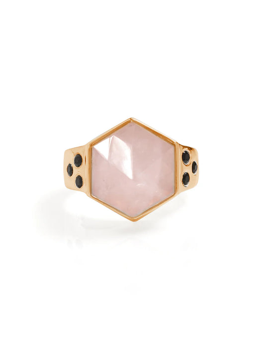 Rose Quartz Spinel Gold Ring