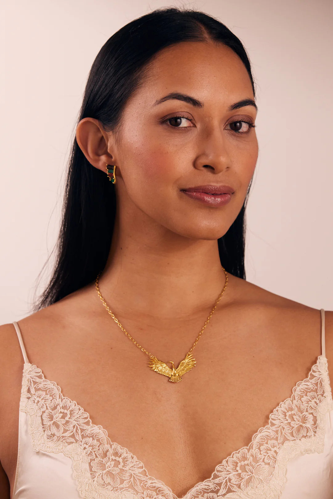Swan Diamond Gold Necklace