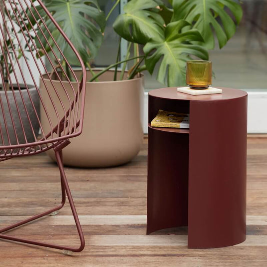 Waipuna Table - Stainless Steel - Chocolate Red