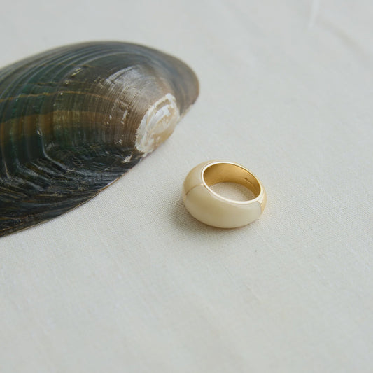 Gold-Vermeil White Natural Ring - MOON